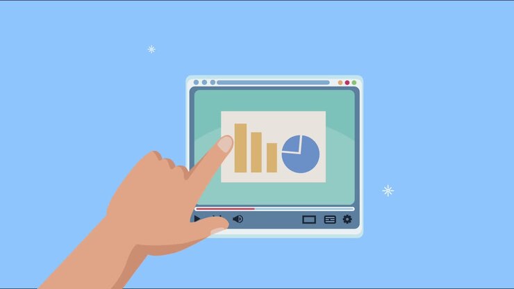 hand with webpage template and statistics