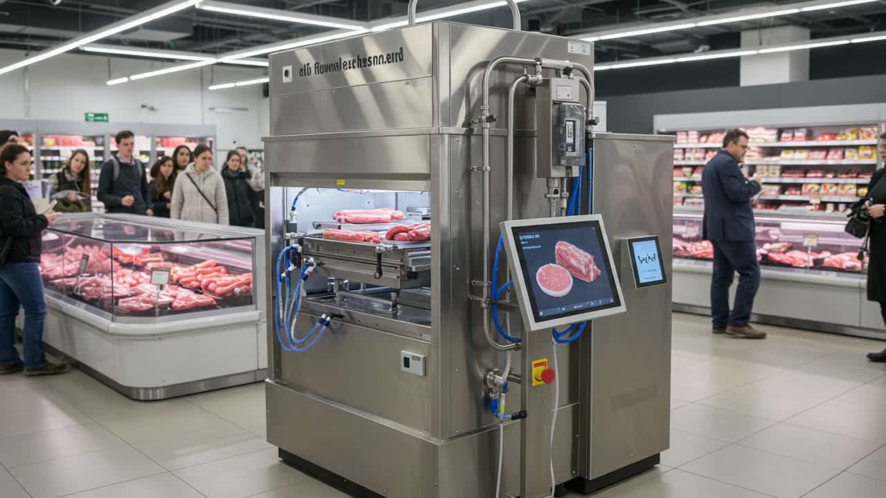 Advanced Meat Processing Technology in Retail: Exploring the Automated Butcher Machine in a Modern Supermarket Setting