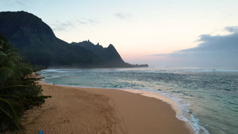 stunning sunrise over na pali coast beach in kauai, hawaii