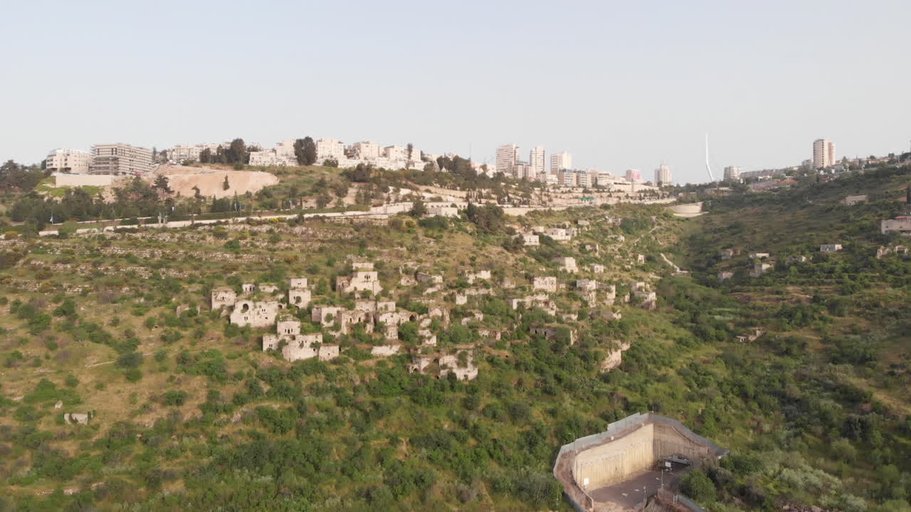 Flying over abandoned Palestinian Lifta Village