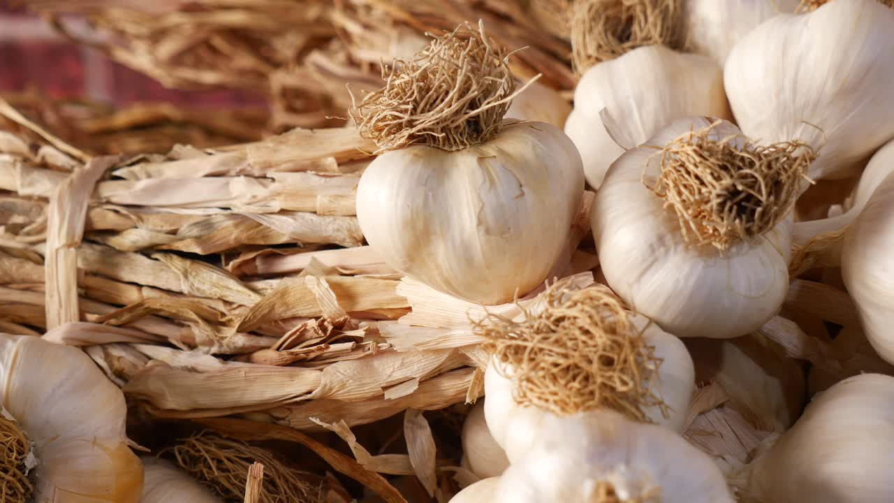 신선한 마늘 질의 클로즈업