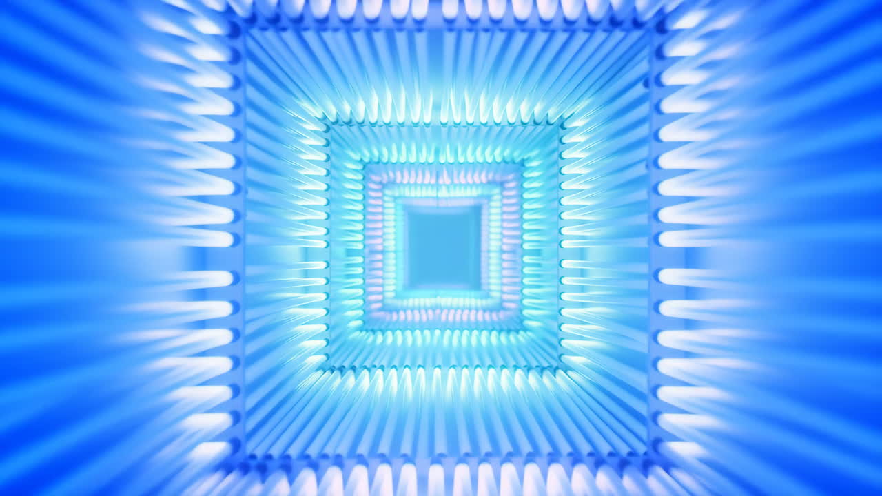 Loop continuo di un tunnel astratto di luce neon blu