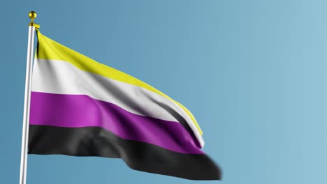 un video de una bandera de orgullo no binaria aislada contra un fondo azul