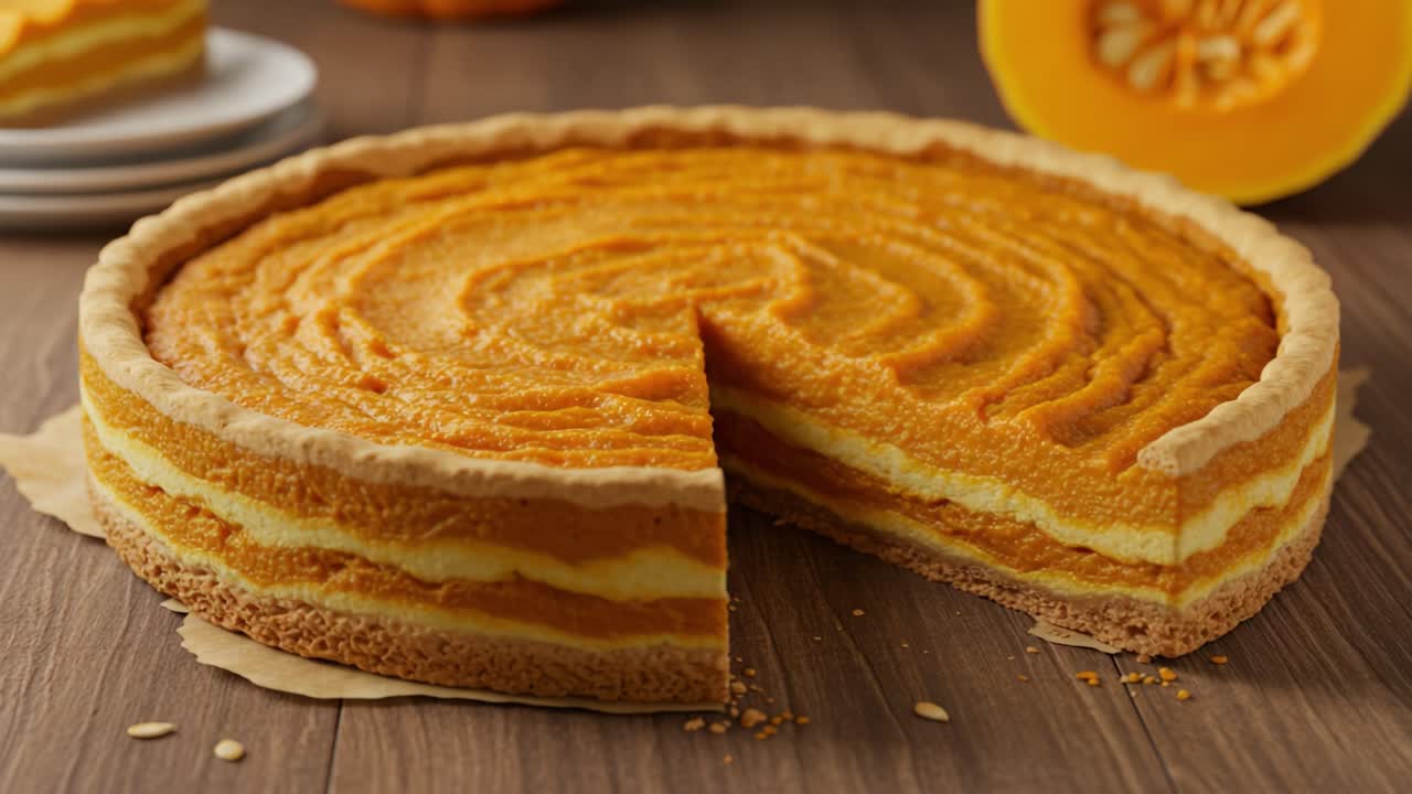 Delicious Pumpkin Pie with a Slice Cut Out
