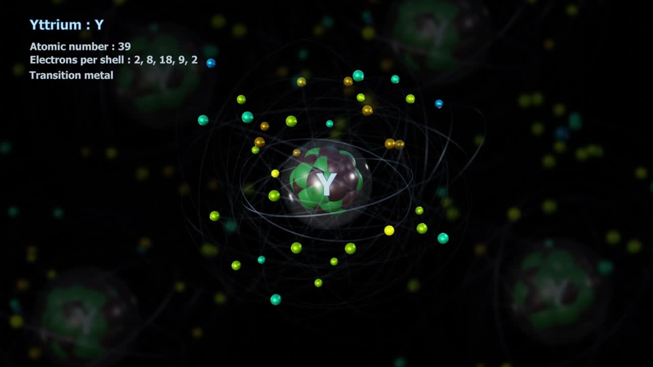 Atom of Yttrium with 39 Electrons in infinite orbital rotation with other atoms