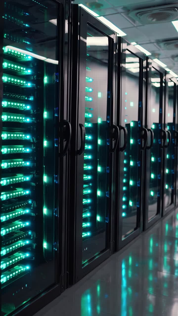 Modern Data Center with Green Lights