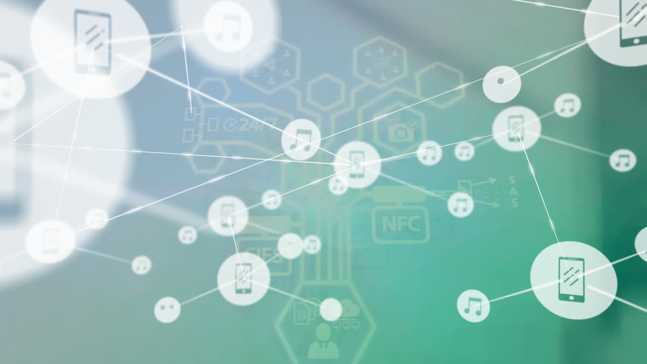 디지털 아이콘으로 연결 네트워크의 애니메이션