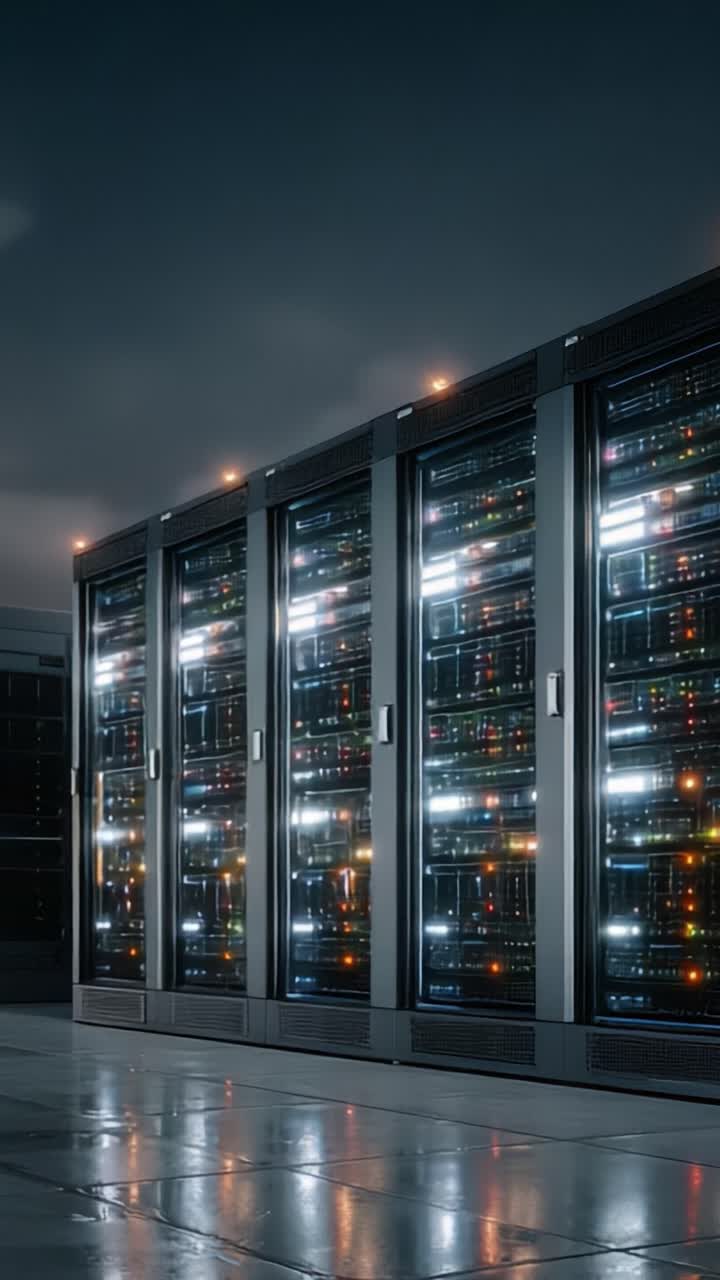 High-Tech Data Center with Advanced Server Racks Showcasing Modern Digital Infrastructure and Contemporary Design in a Futuristic Environment