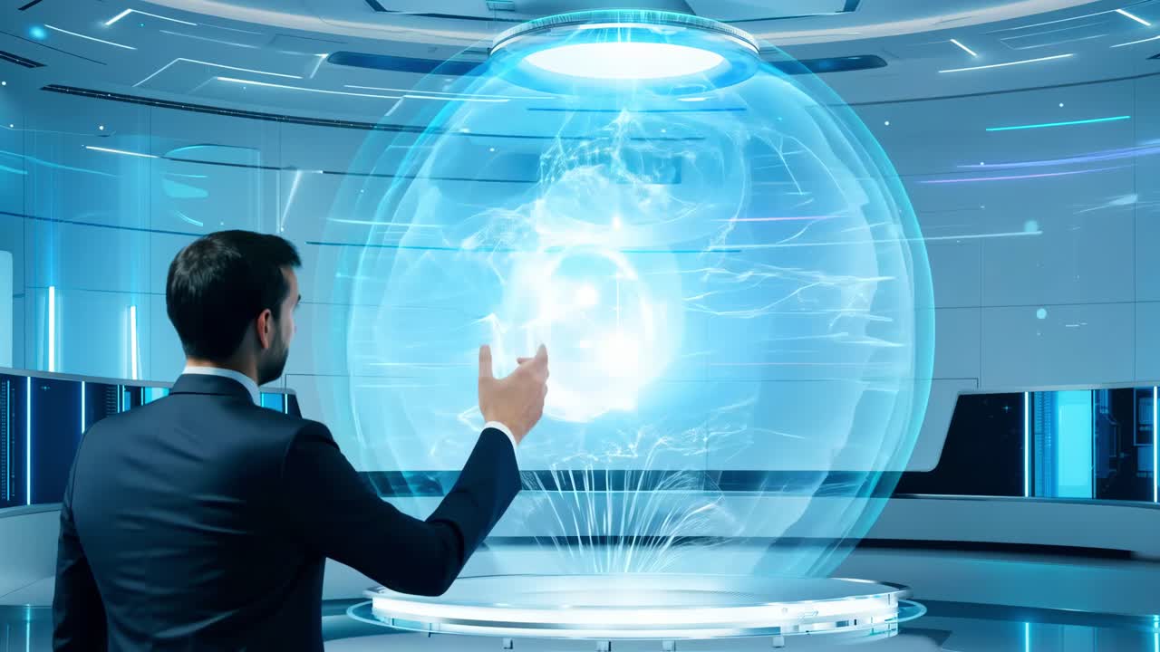 Observing cutting-edge holographic technology showcased in a contemporary studio environment during an exciting demonstration event