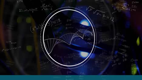 dna structure on circle against mathematical equations floating