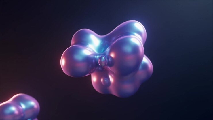 Abstract Iridescent Liquid Metal Shape Floating in Dark Space