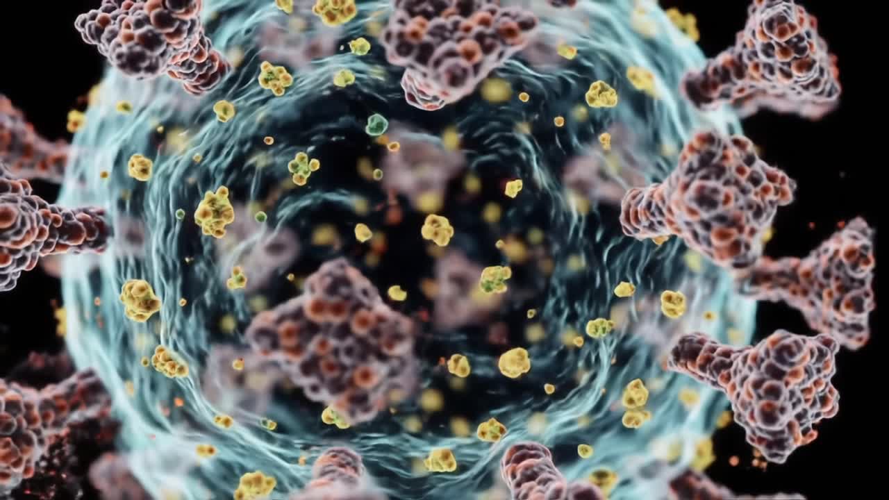 Microscopic Visualization of a Virus: Detailed Examination of Viral Structure and Behavior through Advanced Imaging Techniques