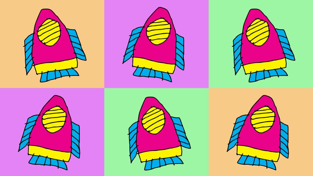 kids drawing pop art seamless background with theme of rocket