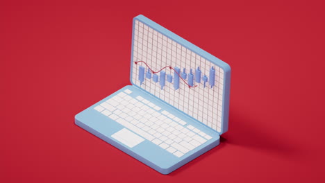 bar graph with growth trend, 3d rendering.