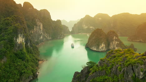 a yacht in ha long bay in vietnam