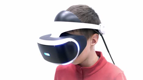 boy wearing vr headset