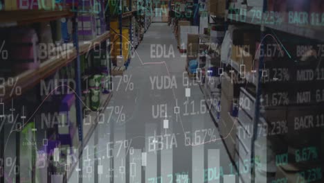 animación del procesamiento de datos en un almacén vacío