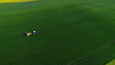 Tractor-Rociando-Un-Gran-Campo-Verde-Sin-Fin