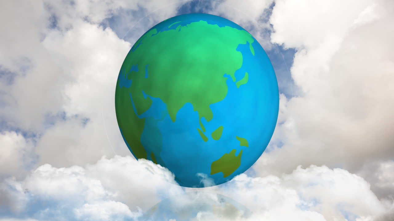 un compuesto digital de un mundo giratorio entre las nubes 4k