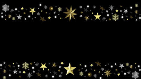animación de decoraciones navideñas con espacio de copia en fondo negro.