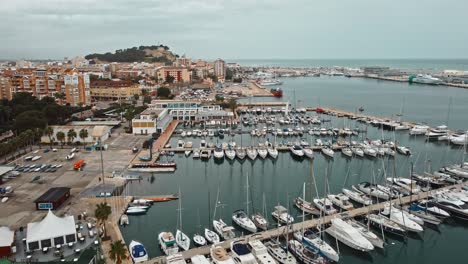 sea and port from drone aerial shot