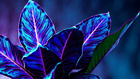 vibrant neon-lit plant leaves