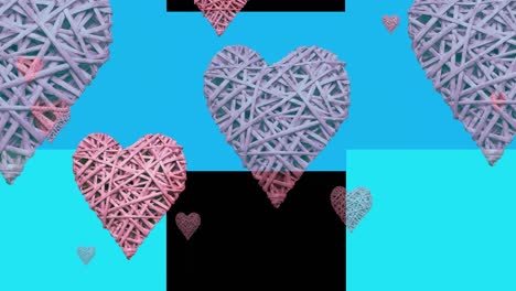animación de corazones rosados moviéndose sobre fondo azul y negro