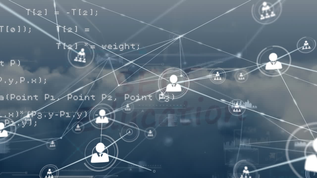 데이터 처리에 대한 아이콘으로 연결 네트워크의 애니메이션