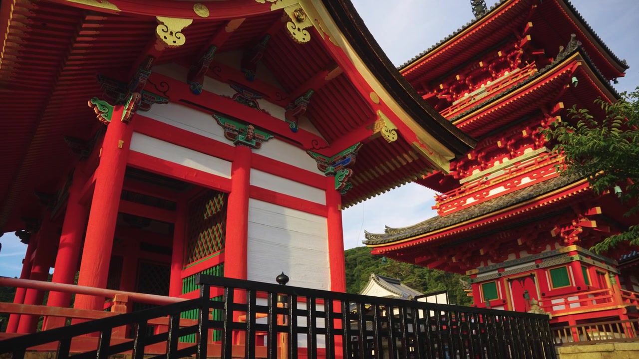 Smukt japansk tempel, Kiyomizu Dera, etablerende billede af Kyoto, Japan
