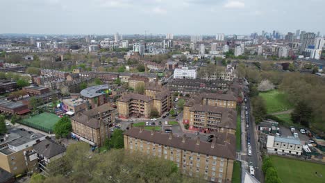 Council-housing-estate-Poplar-East-London-UK-Flats-,apartments-drone-aerial