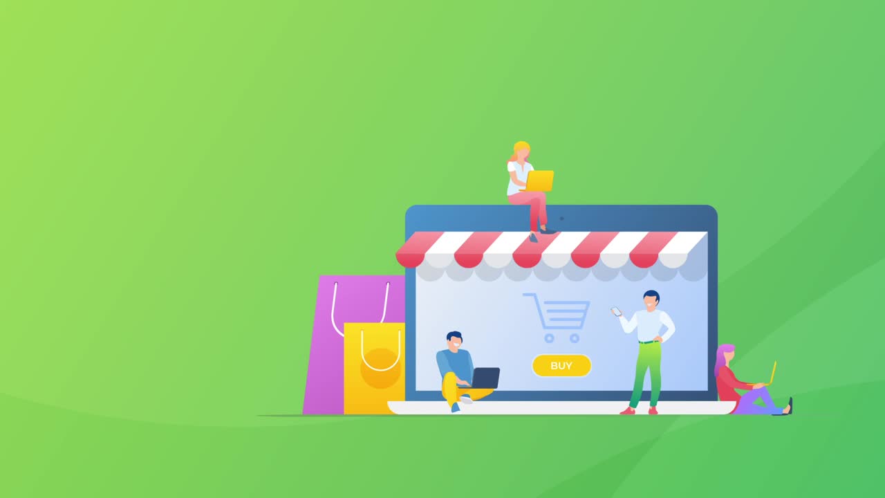 Vídeo Premium - Compras en línea comprar animación plana 2d 4k