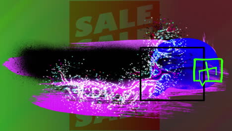 animación de formas abstractas coloridas sobre texto de venta