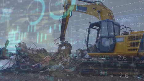 animación del procesamiento de datos sobre la excavadora