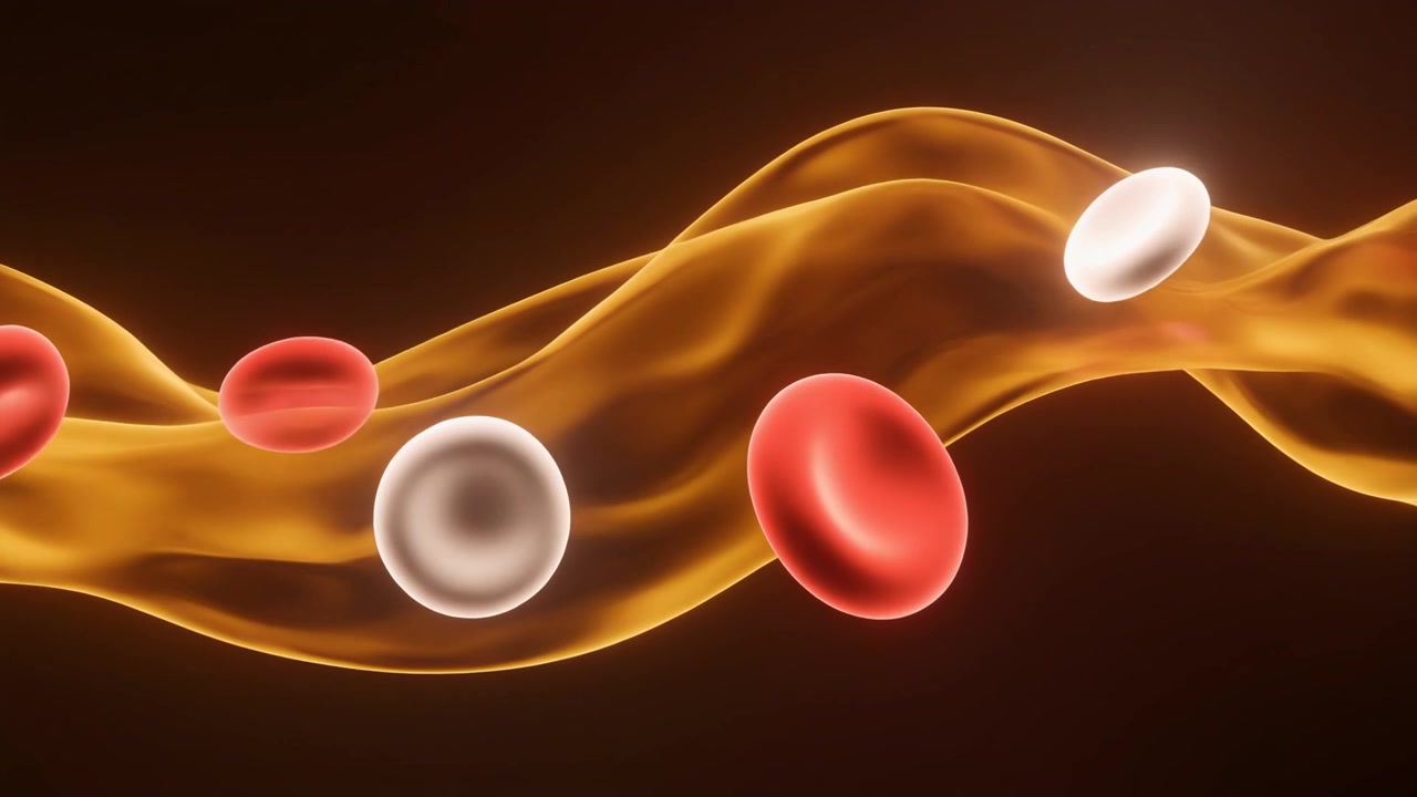 Globuli rossi e bianchi che scorrono nel plasma