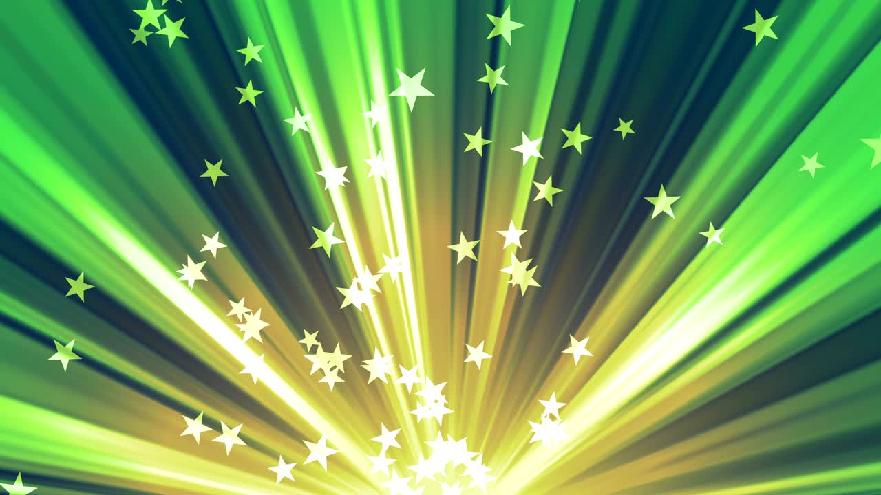 estrellas verdes que se elevan y rayos