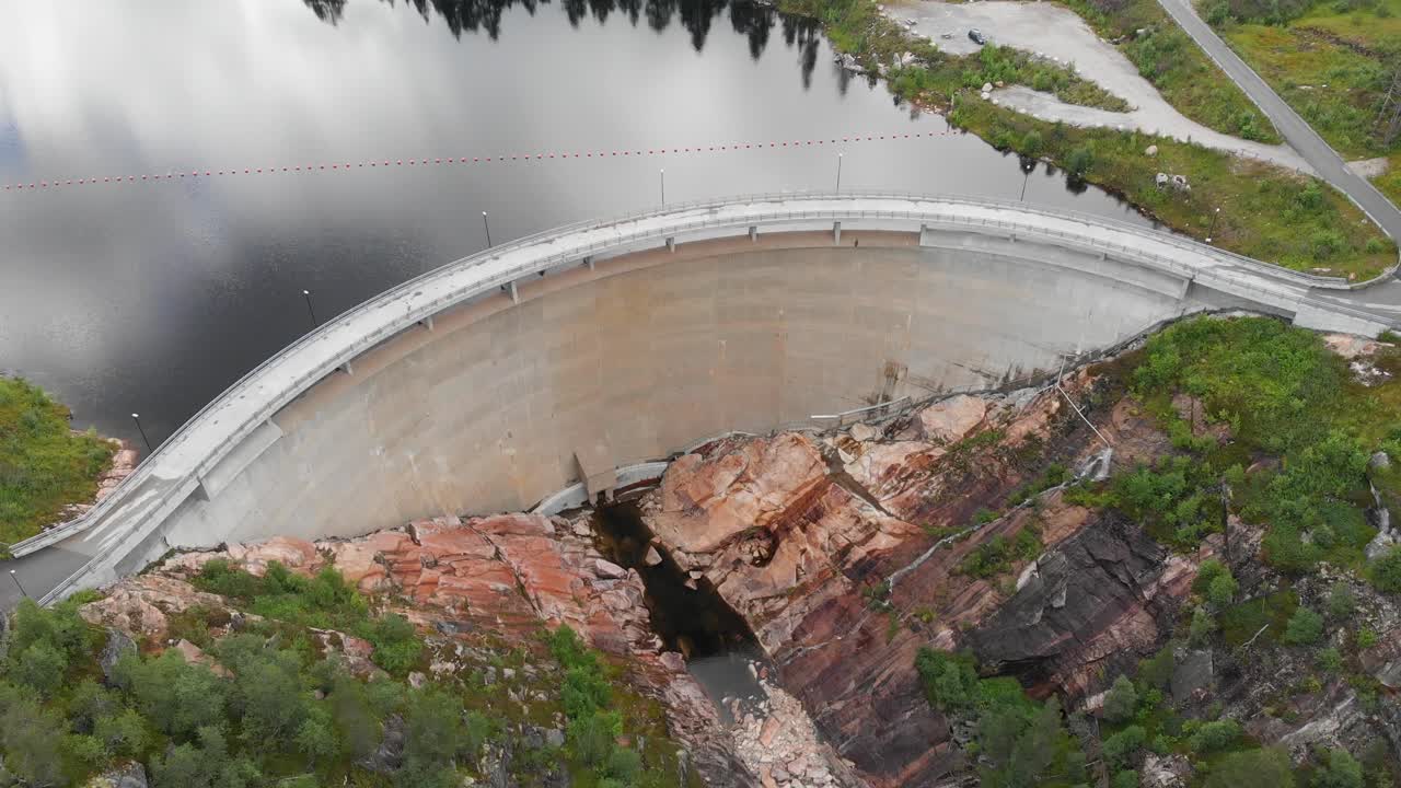 Aerial View Of Sarvsfossen Dam Hydroelectric Power Plant In Bykle, Norway