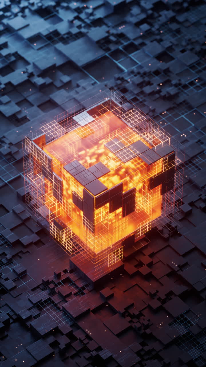 tecnología de la placa de circuitos y el núcleo, renderización 3d.