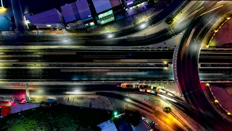 expressway at night top view, road traffic an important infrastructure in thailand