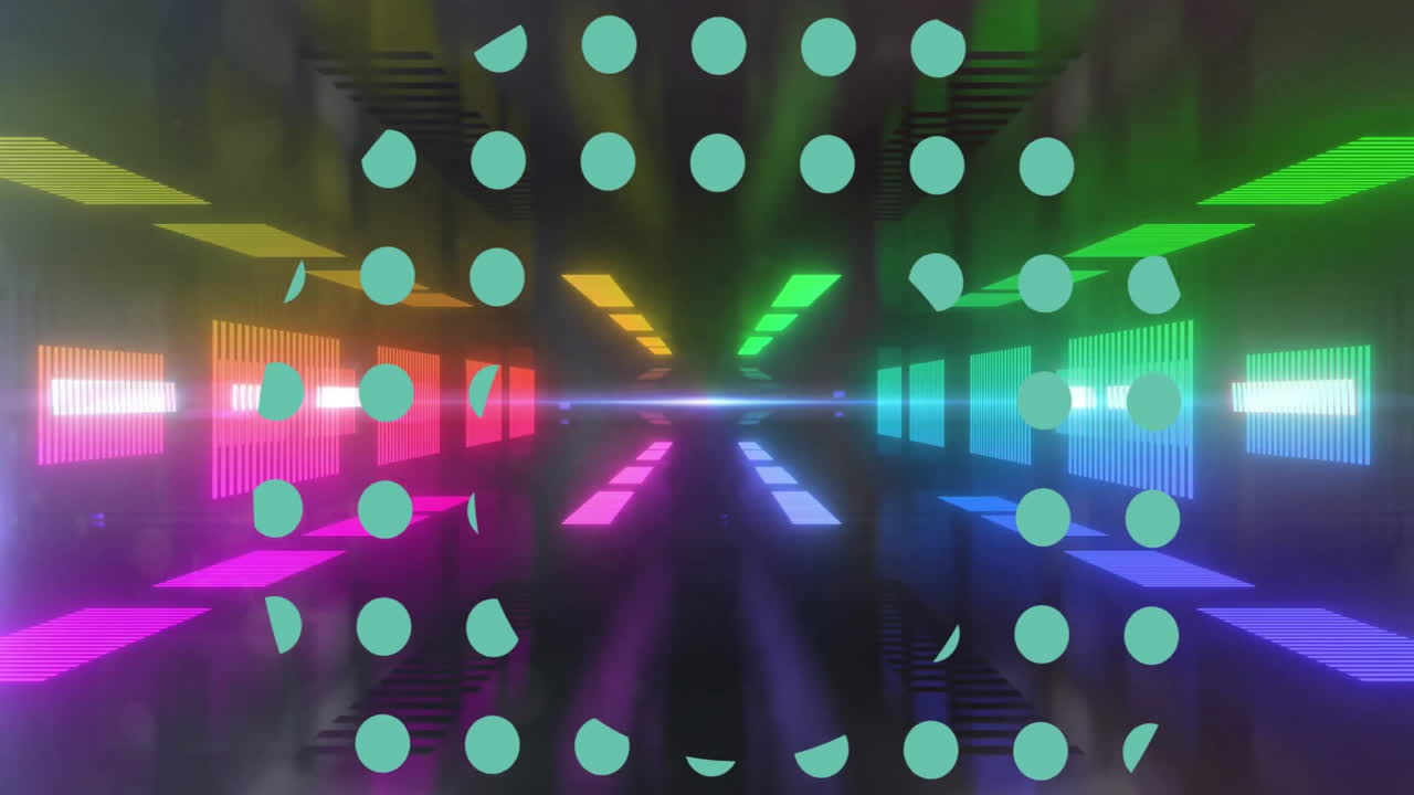 검은 바탕에 네온 위에 파란 반점의 애니메이션