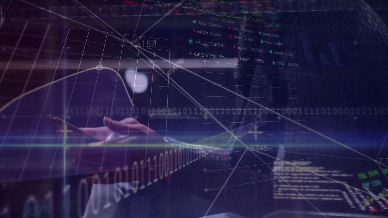 증권 시장 데이터 처리 공항에 앉아 스마트 폰을 사용하는 사업가의 중간 섹션