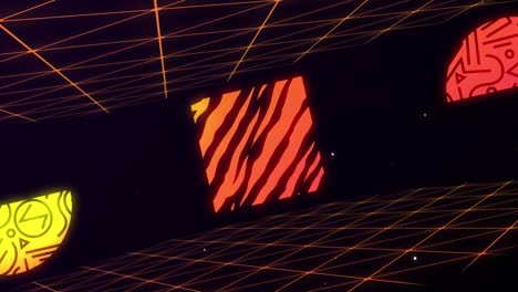 luz de neón retro brillante que se mueve sobre un fondo negro