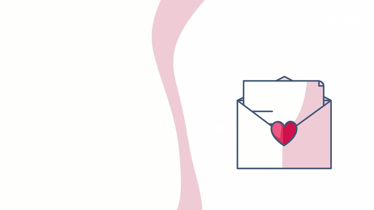 편지와 심장이 있는 만화 봉투의 4k 비디오