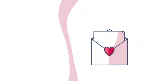 video en 4k de sobre de dibujos animados con letra y corazón.