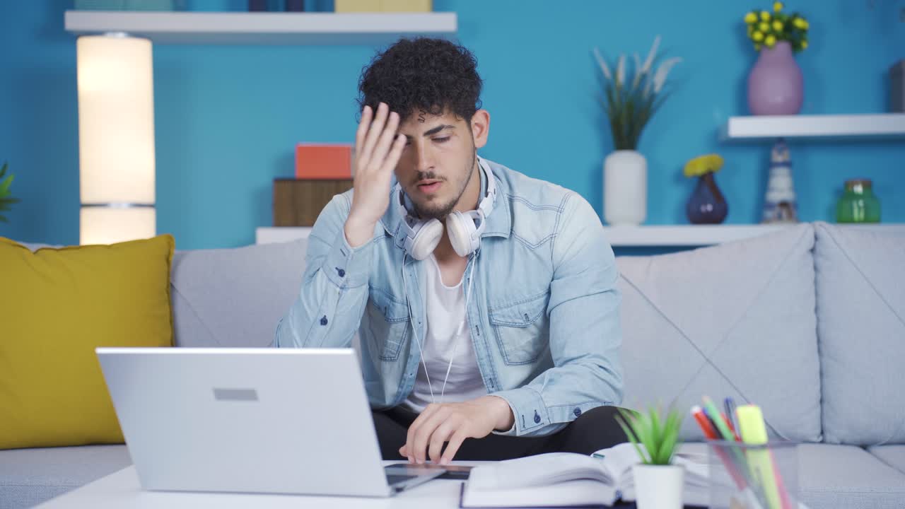 The young man with bad motivation motivates himself and focuses on the lesson.