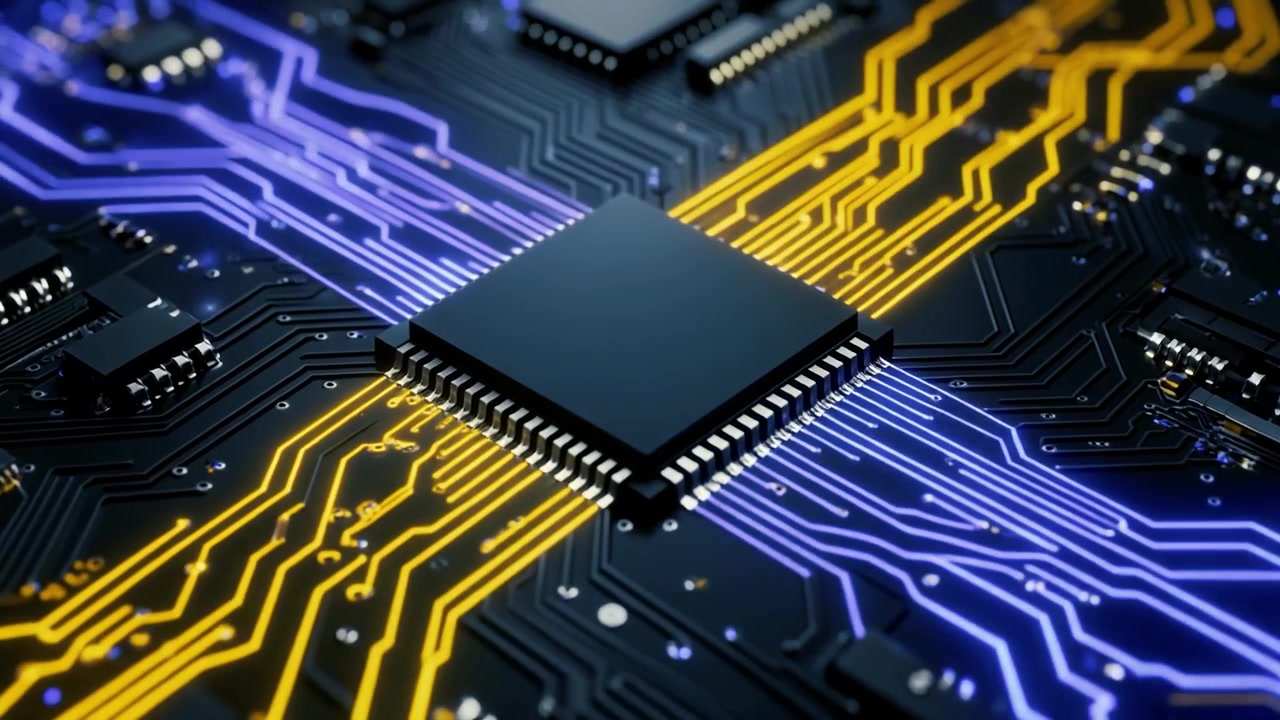 Data Flow Through a Central Processing Unit on a Circuit Board