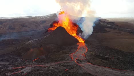 Amazing-Drone-Aerial-Of-The-Dramatic-Volcanic-Eruption-Of-The-Fagradalsfjall-Volcano-On-The-Reykjanes-Peninsula-In-Iceland