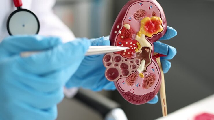 Doctor holding a kidney model