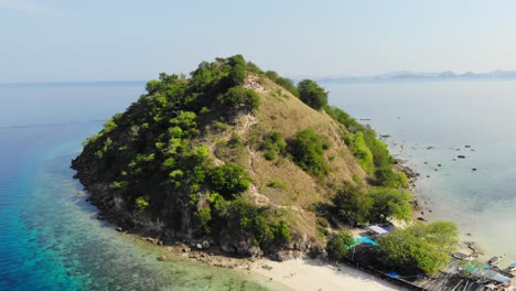 aerial shot of pulau kelor island in indonesia, asia