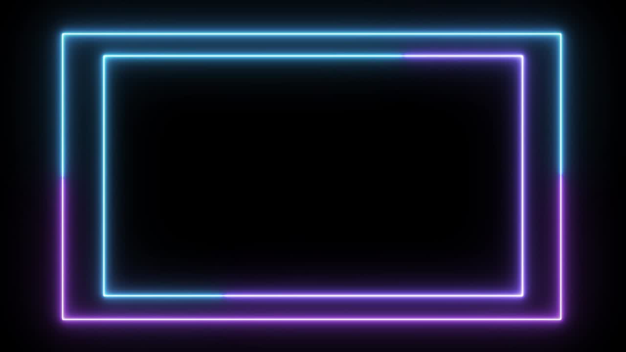 marco de neón de luz abstracta en fondo negro. espectáculo de láser animación en bucle. video 4k