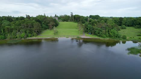 aerial view of belvedere house, shot from above lough ennell